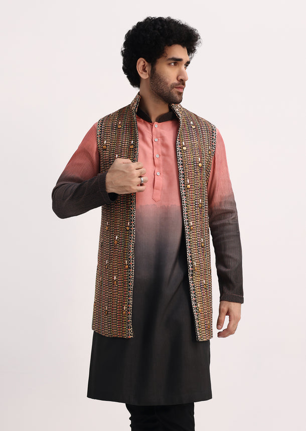 Multicolor Kurta With Resham Work On Jacket