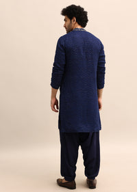 Navy Blue Gold Coin Work Kurta Salwar Set