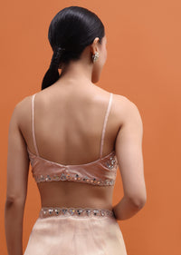 Peach Embroidered Saree With Unstitched Blouse