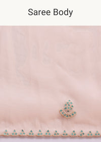 Peach Embroidered Saree With Unstitched Blouse