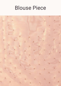 Peach Organza Tissue Saree With Bead Work And Unstitched Blouse Piece