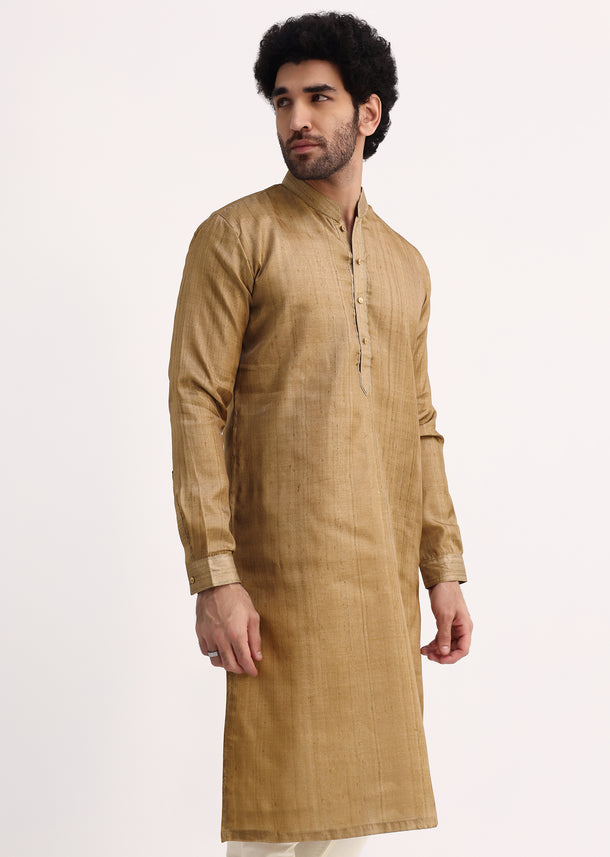 Plain Brown Kurta And Pyjama Set