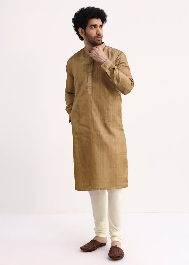 Plain Brown Kurta And Pyjama Set