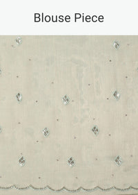 Powder Green Embellished Saree WIth Unstitched Blouse