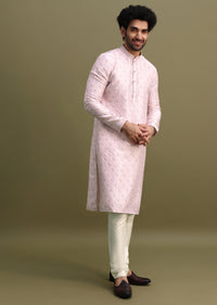 Purple Threadwork Men's Kurta Set