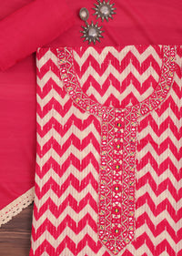 Red Chevron Printed Georgette Dress Material