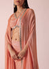 Peach Jacket And Dhoti Set With Mirror Work