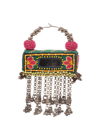 Multicolor Hand Embroidered And Beaded Boho Chandbali Earrings