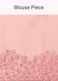 Pink Organza Saree With Resham Thread And Sequins Border Pallu With Unstitched Blouse