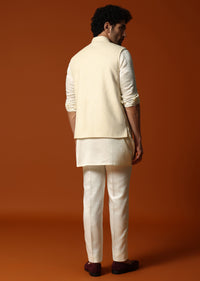 Cream Silk Kurta Jacket Set For men Pack of 3