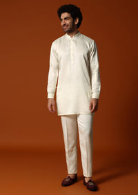 Cream Silk Kurta Jacket Set For men Pack of 3