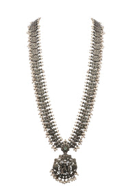 Silver Oxidized Ethnic Necklace Set In Mix Metal