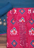 Pink And Blue Patola Printed Tussar Dress Material