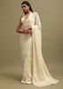 Off White Georgette Saree In Chikankari Work With Unstitched Blouse