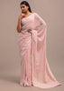 Light Pink Georgette Chikankari Jaal Work Saree With Unstitched Blouse