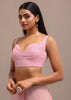 Light Pink Georgette Chikankari Jaal Work Saree With Unstitched Blouse