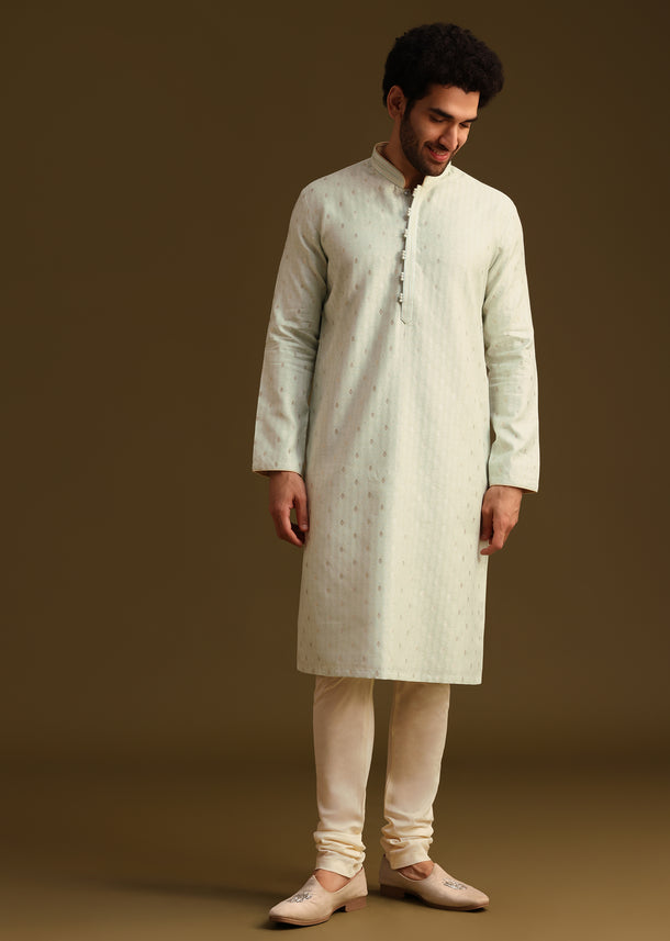 Green Pista Art Silk Kurta Set