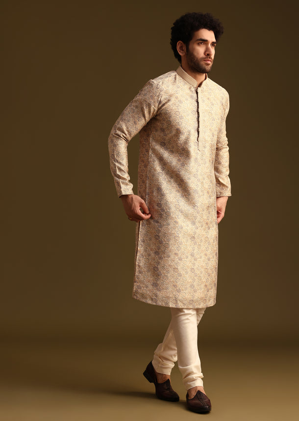 Yellow Floral Printed Kurta Set