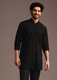 Black Resham Embroidered Kurta Pant Set