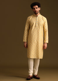 Yellow Butti Work Kurta And Pyjama