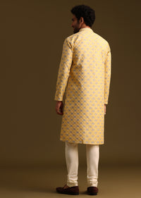 Yellow Butti Work Kurta And Pyjama