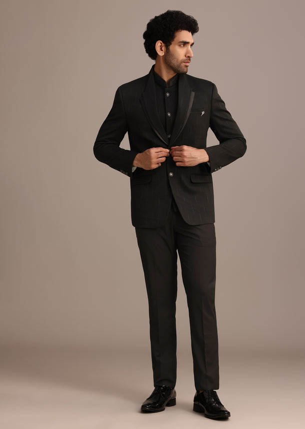 Black Tuxedo Suit With Shawl Collar