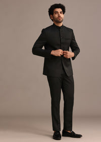 Black Jodhpuri Set With Hand Embellishments