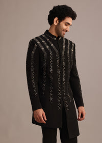 Black Embellished Indo Western Suit