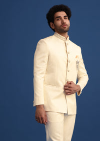 Off White Hand Embroidered Jodhpuri Set