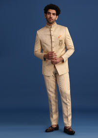 Gold Embroidered Jodhpuri Set with Hand Work