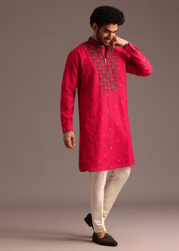 Fuchsia Pink Pashmina Kurta And Pant