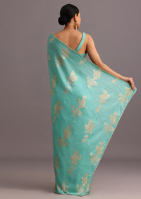 Blue Dola Silk Lurex  Woven Saree And Gotta Patti Border