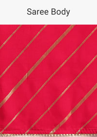 Red Dola Silk Woven Leheriya Saree With Gotta Patti Border