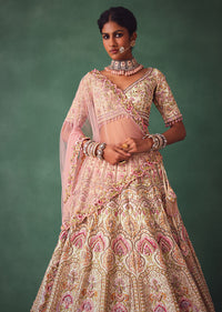 Off White Bridal Lehenga Blouse And Dupatta With Multi Colour Thread Work