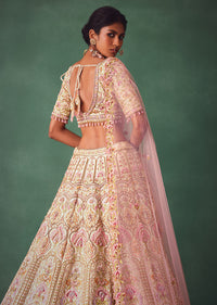 Off White Bridal Lehenga Blouse And Dupatta With Multi Colour Thread Work