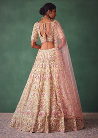 Off White Bridal Lehenga Blouse And Dupatta With Multi Colour Thread Work