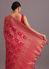 Pink Khaddi Georgette Woven Saree With Gotta Patti Border