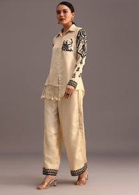 Black And Beige Thread Work Co-ord Set