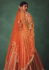 Rust Raw Silk Bridal Lehenga With Buti Work Dupatta