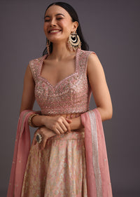 Pink Hand Work Choli And Banarasi Weave Lehenga With Butti Dupatta