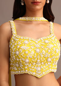 Yellow Embellished Croptop Palazzo Set With Dupatta