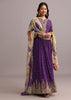 Purple Embroidered Anarkali With Floral Printed Organza Dupatta