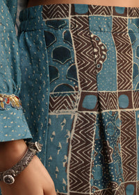 Blue Printed Kurti With Palazzo Set