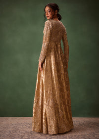 Dusty Brown Embroidered Long Jacket With Cigarette Pant