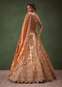 Gold Hand Embroidered Lehenga Set With Zardosi and Gold Sequence Work