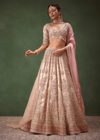 Silver Blush Pink Lehenga With Two Dupattas