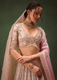 Silver Blush Pink Lehenga With Two Dupattas