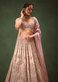 Silver Blush Pink Lehenga With Two Dupattas