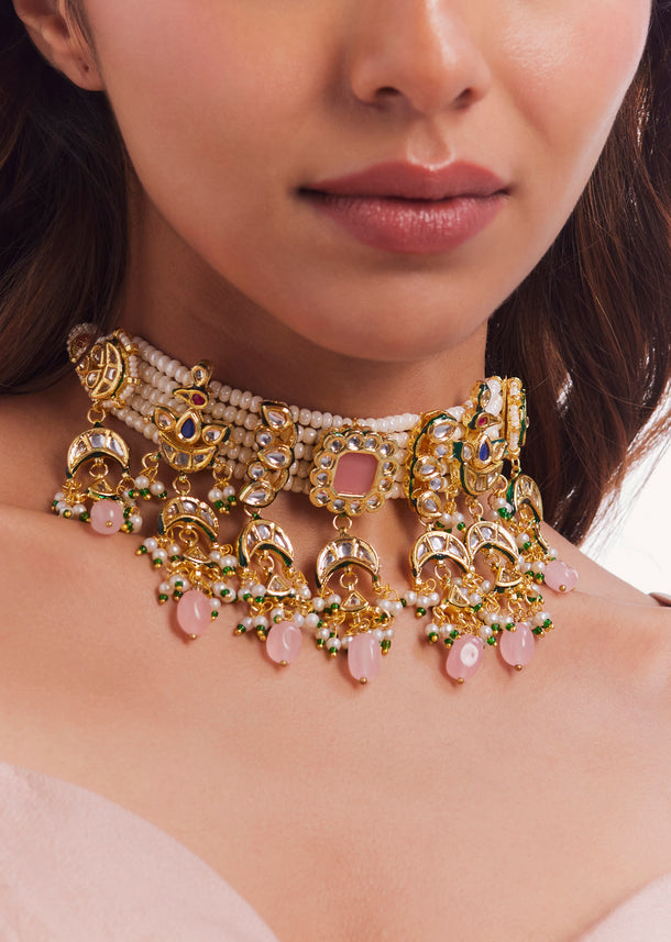 Gold Plated Kundan Polki Choker Set