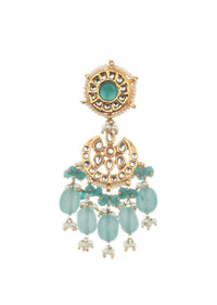 Blue And Gold Kundan Short Necklace Set With Stones